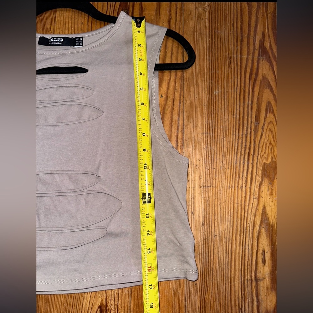 NWOT Jaded London Beige Slash Distressed Cotton Tank Top - Picture 8 of 9